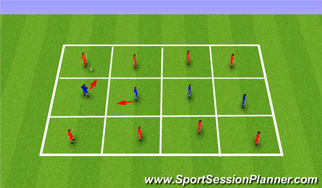 Football/Soccer Session Plan Drill (Colour): Def. shape in grids