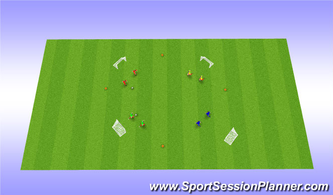 Football/Soccer Session Plan Drill (Colour): Two 2vs2 on the same time