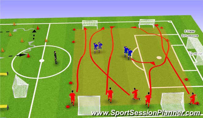 Football/Soccer Session Plan Drill (Colour): Erwärmung - Flussüberquerung 1