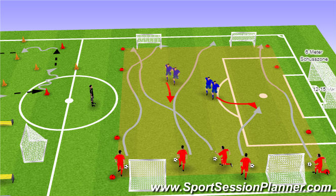 Football/Soccer Session Plan Drill (Colour): Erwärmung - Flussüberquerung 2