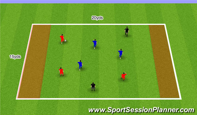 Football/Soccer Session Plan Drill (Colour): 3v3+2 Rondo