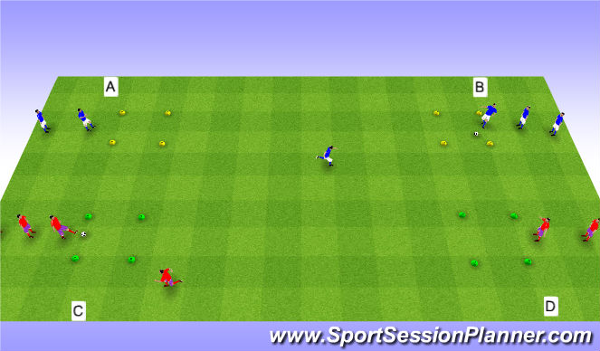 Football/Soccer Session Plan Drill (Colour): 1st Touch Squares Long Range Edition