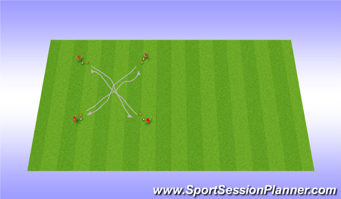 Football/Soccer Session Plan Drill (Colour): Passing moves - Diagonal 7-8 years old
