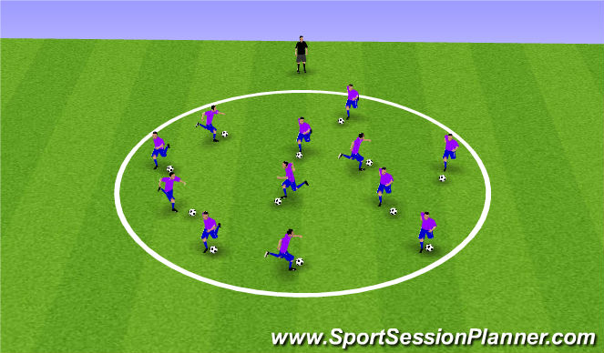 Football/Soccer Session Plan Drill (Colour): King/Queen of the Ring (Warm-Up)