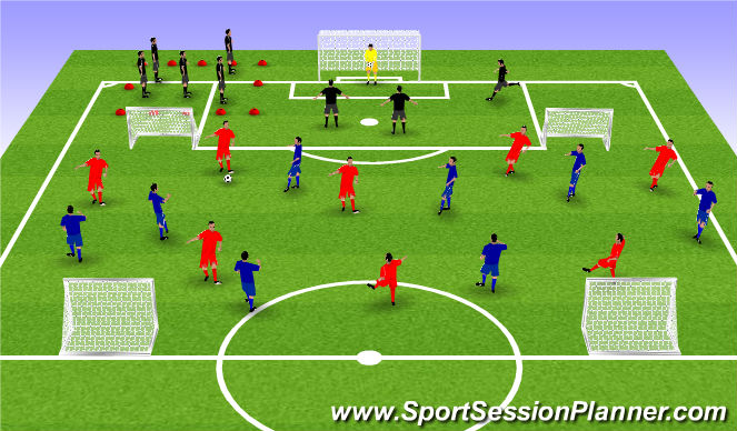 Football/Soccer Session Plan Drill (Colour): 4 goal possession