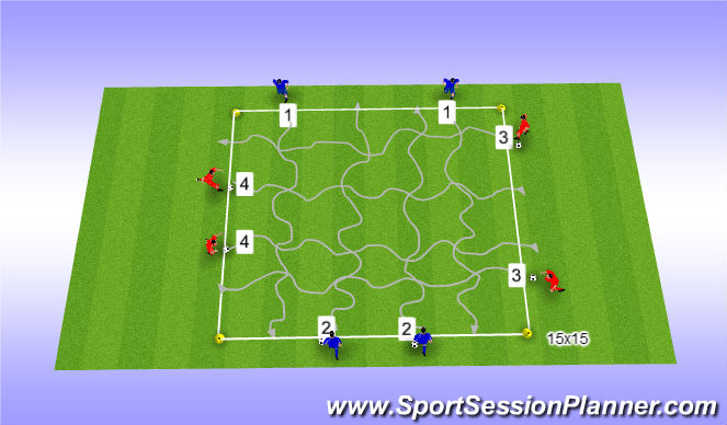 Football/Soccer Session Plan Drill (Colour): Technik im Quadrat