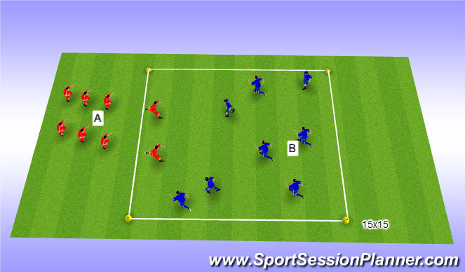 Football/Soccer Session Plan Drill (Colour): War Up Spiel