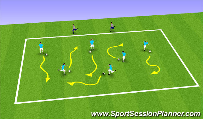 Fútbol Ejercicio del Plan de Sesiones (Color): Station #1