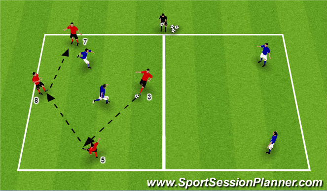 Football/Soccer Session Plan Drill (Colour): Rondo #3 With Transition