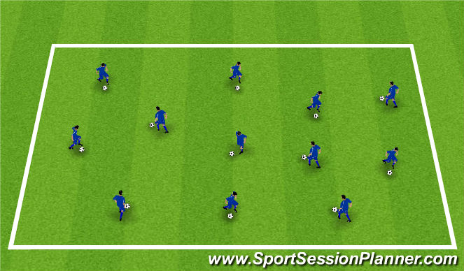 Football/Soccer Session Plan Drill (Colour): Warm-Up (15 mins)