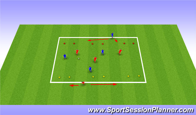 Football/Soccer Session Plan Drill (Colour): 2v2 or 3v3 to 6 gates