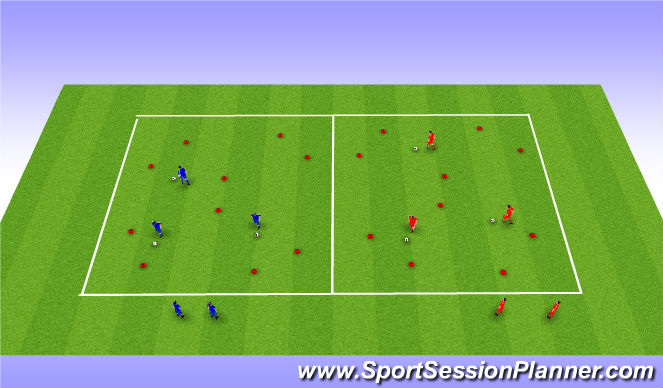 Football/Soccer Session Plan Drill (Colour): Cone gate activity technical