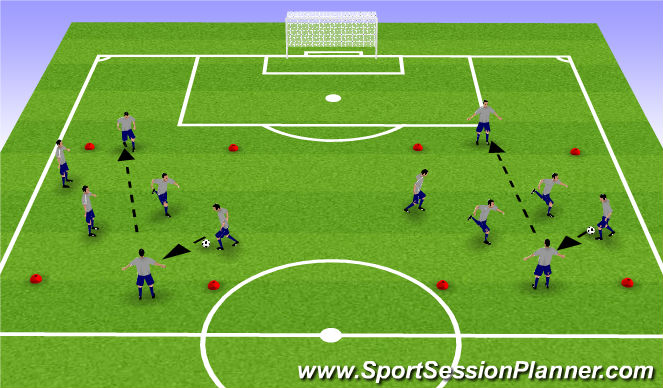 Football/Soccer Session Plan Drill (Colour): Warm Up - Technical