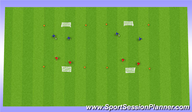 Football/Soccer Session Plan Drill (Colour): 2 vs 2