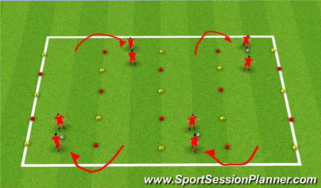 Football/Soccer Session Plan Drill (Colour): 1v1 Footwork