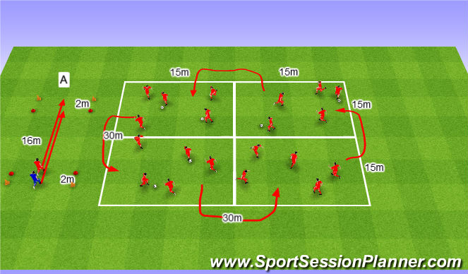 Football/Soccer Session Plan Drill (Colour): Warm up 4. Rozgrzewka nr 4.