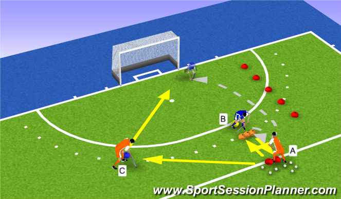 Hockey Session Plan Drill (Colour): Tip-in 4