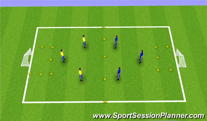 Football/Soccer Session Plan Drill (Colour): 3v3 Futsal