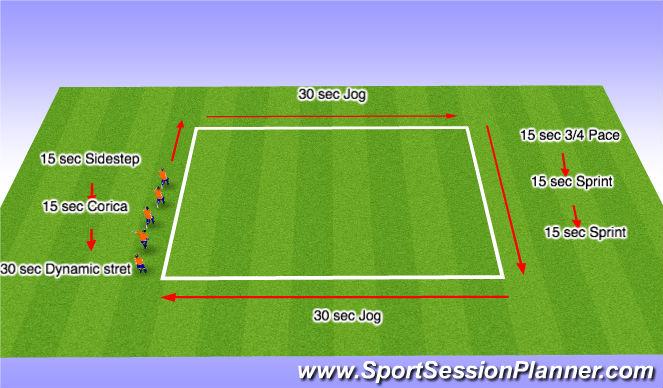 Football/Soccer Session Plan Drill (Colour): Interval Training & Warm Up