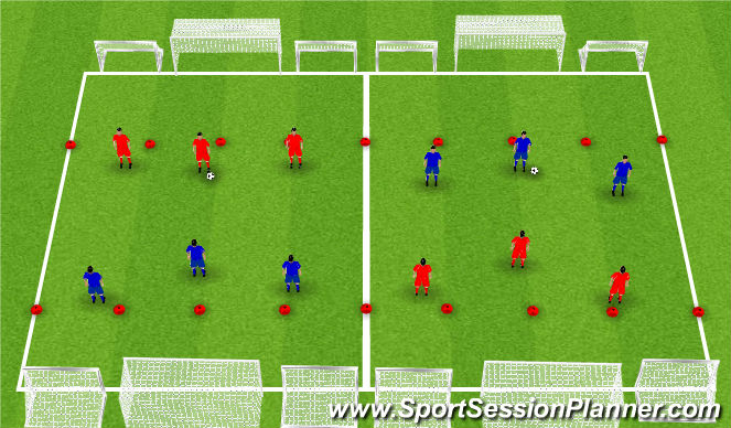 Football/Soccer Session Plan Drill (Colour): 3v3 - TOM