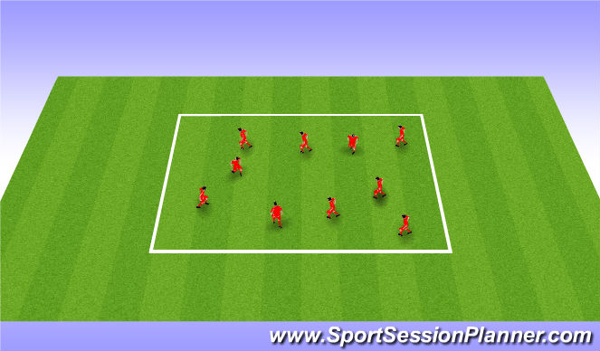 Football/Soccer Session Plan Drill (Colour): Passing/Dribbling/Defending warm up