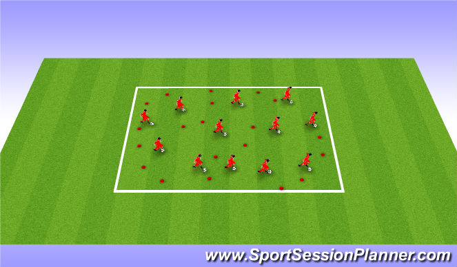 Football/Soccer Session Plan Drill (Colour): Dribbling Warm up