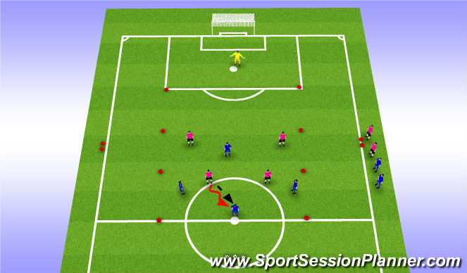 Football/Soccer Session Plan Drill (Colour): Function: Working with the Lone Striker