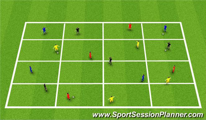 Football/Soccer Session Plan Drill (Colour): Grid - Progression