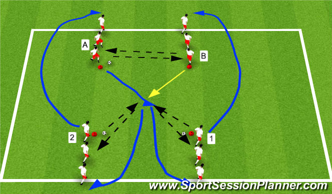 Football/Soccer Session Plan Drill (Colour): Warmup Pass and Move