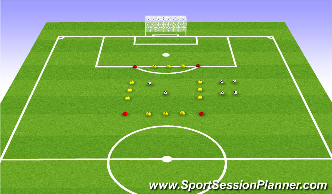 Football/Soccer Session Plan Drill (Colour): Réchauffement technique