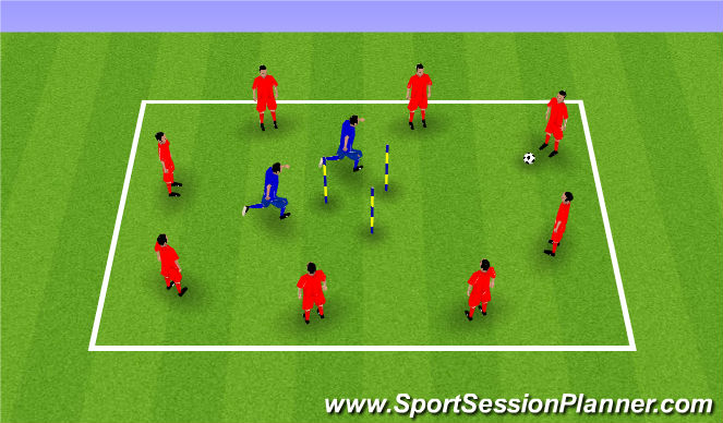 Football/Soccer Session Plan Drill (Colour): Rondo 8v2 w/Pole Goal