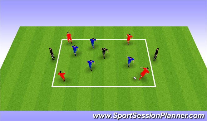 Football/Soccer Session Plan Drill (Colour): 4v4+3 Rondo