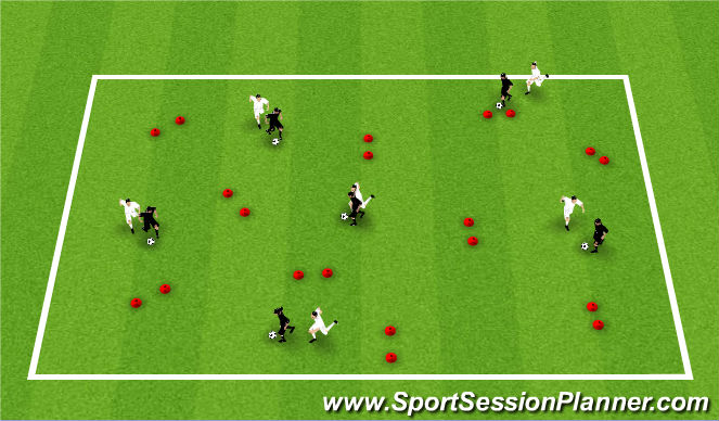 Football/Soccer Session Plan Drill (Colour): 1v1 Dribble Gate Game