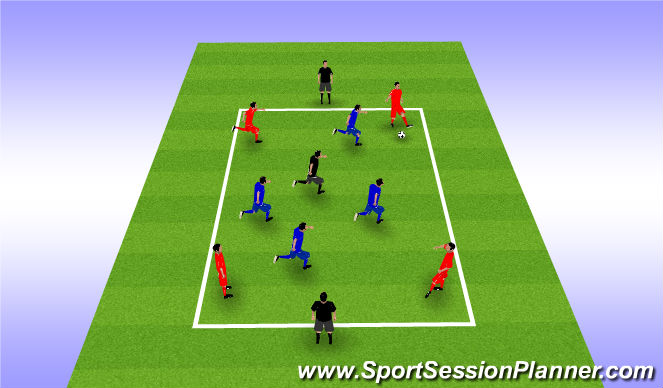 Football/Soccer Session Plan Drill (Colour): 4v4+3 Rondo