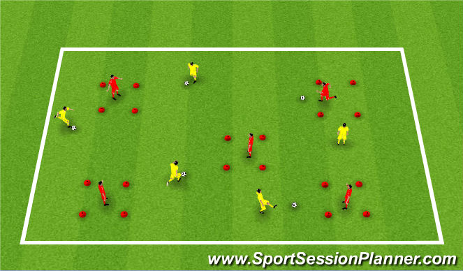 Football/Soccer Session Plan Drill (Colour): Dribbling and Control