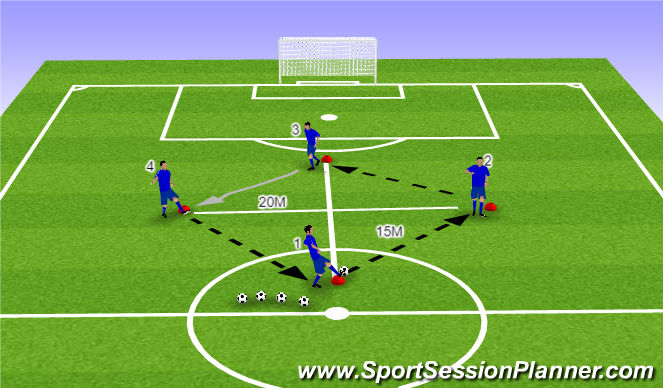 Football/Soccer Session Plan Drill (Colour): Diamond passing