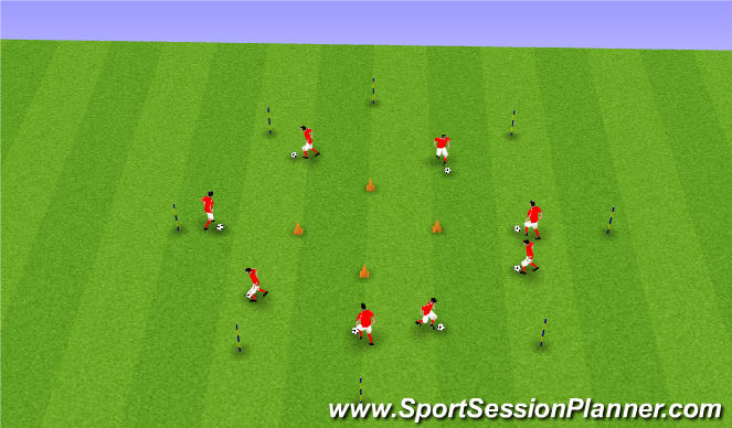 Football/Soccer Session Plan Drill (Colour): Ball manipulation warm up