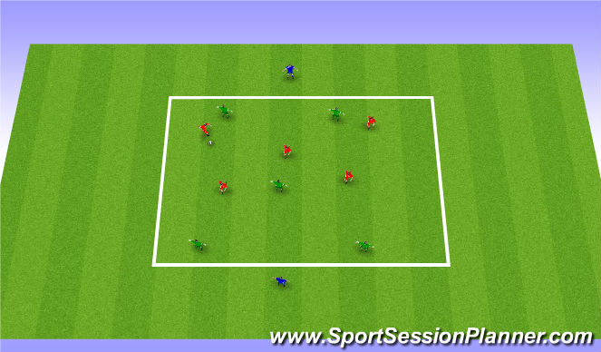 Football/Soccer Session Plan Drill (Colour): 5v5 Plus 2