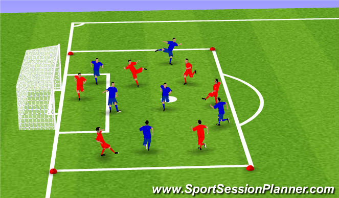 Football/Soccer Session Plan Drill (Colour): Warm up Stage 1 (4-6min)
