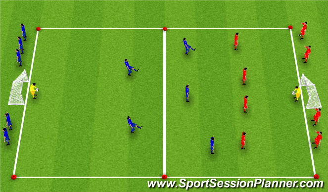 Football/Soccer Session Plan Drill (Colour): 5v4 Quick Transition