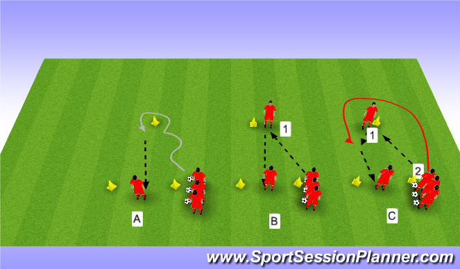Football/Soccer Session Plan Drill (Colour): Erwärmung - Dribbling, Passen