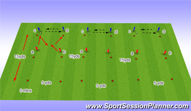 Football/Soccer Session Plan Drill (Colour): Warm up_Stage 3 Technical Pressure with Support