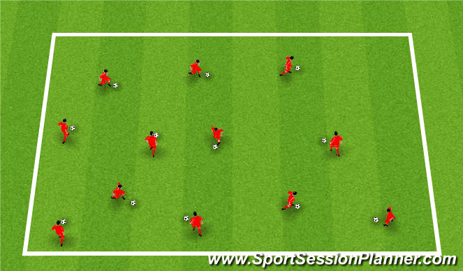 Football/Soccer Session Plan Drill (Colour): Dribbling warm up