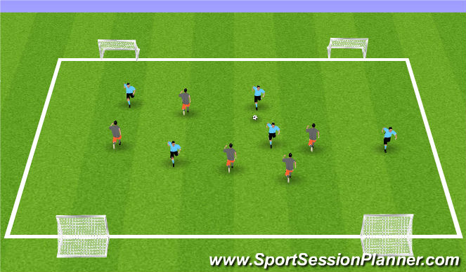 Football/Soccer Session Plan Drill (Colour): Warmup: 4-goal game