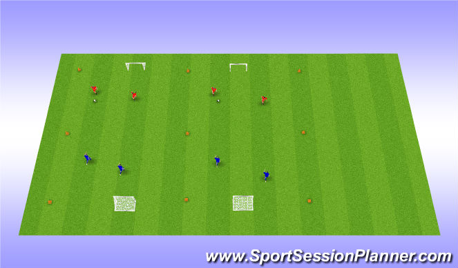 Football/Soccer Session Plan Drill (Colour): Small Scrimmages 2vs2