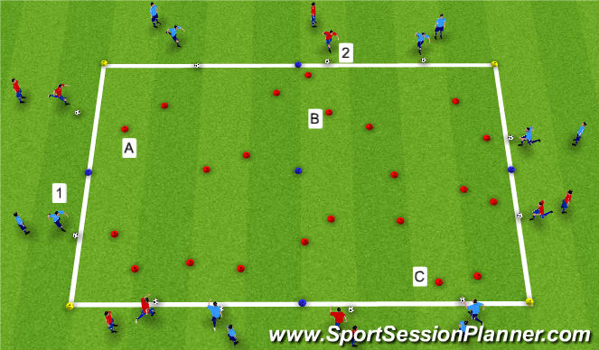Football/Soccer Session Plan Drill (Colour): Dribbling Relay