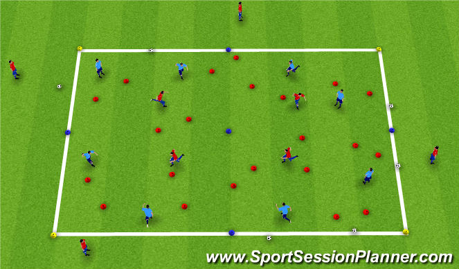 Football/Soccer Session Plan Drill (Colour): Possession game with dribbling