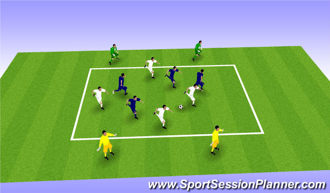 Football/Soccer Session Plan Drill (Colour): 4v4 +2+2