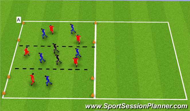 Football/Soccer Session Plan Drill (Colour): Switching Play Game 5v5+2