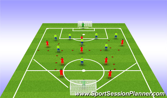 Football/Soccer Session Plan Drill (Colour): Team training on pressing and counter -pressing on transition